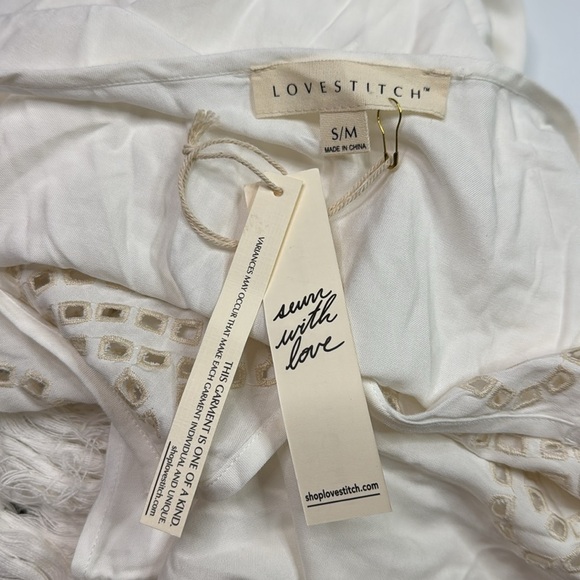 Lovestitch Off White Boho Oversized Fringe Blouse Size S/M NWT - Picture 8 of 13